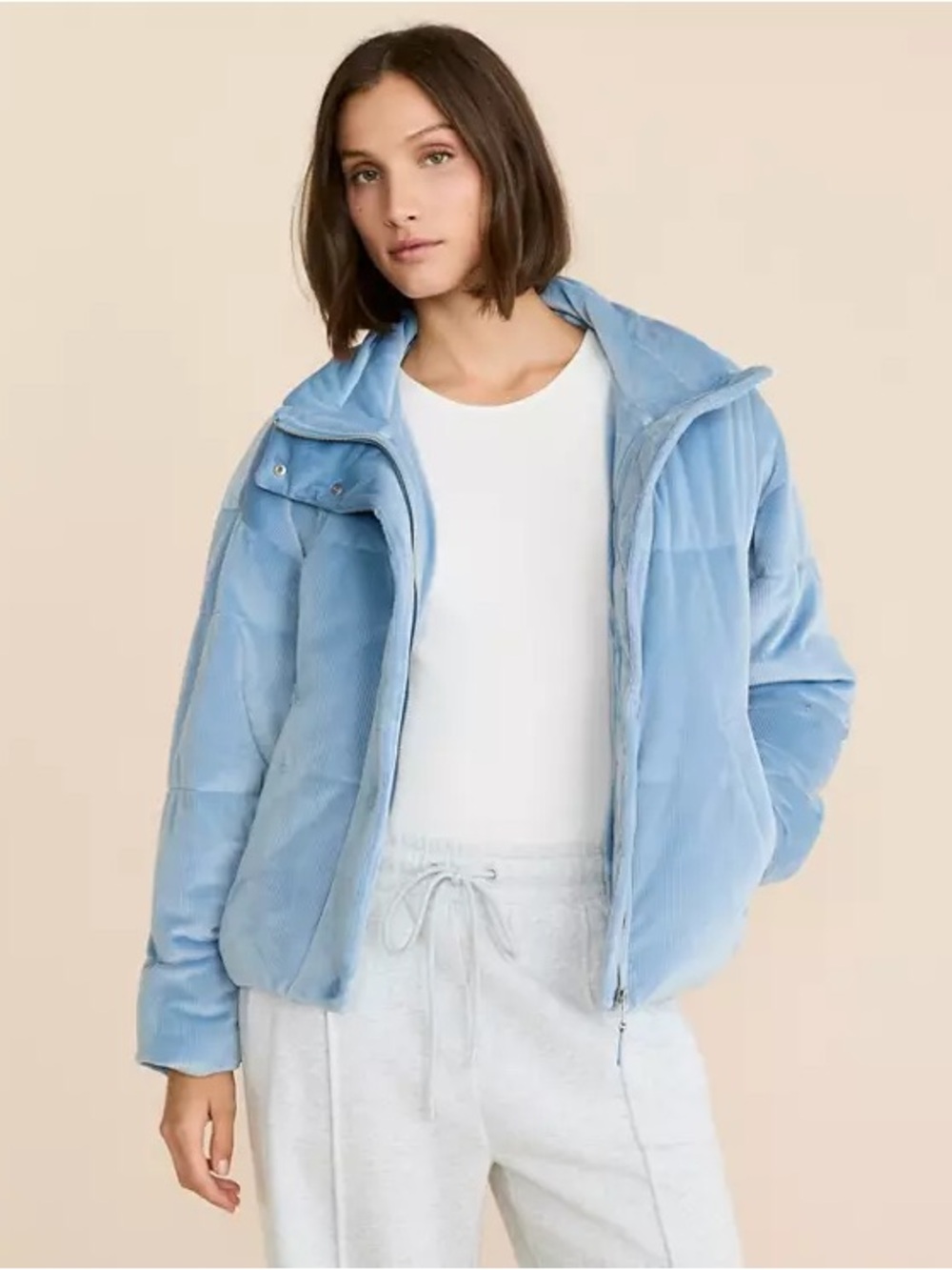 Lou & Grey Ribbed Velour Puffer Jacket